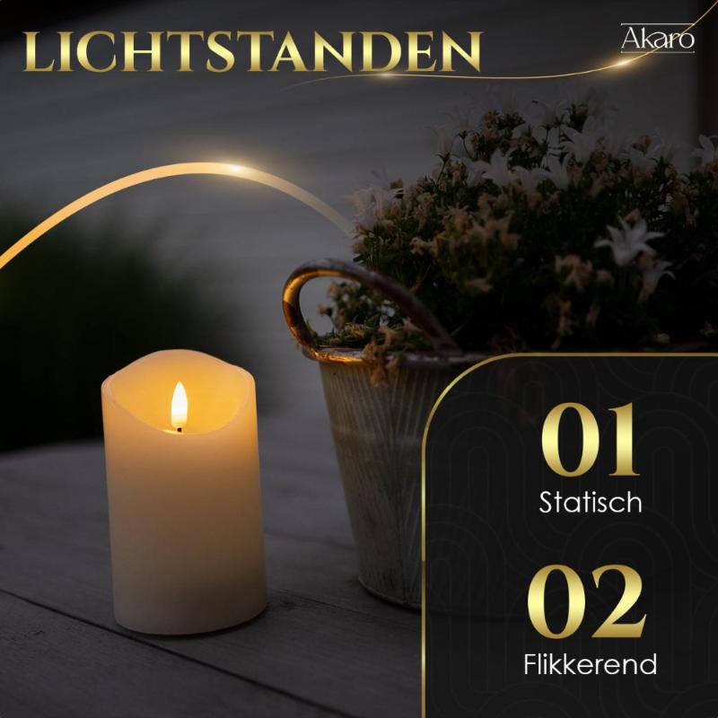 Set van 3 oplaadbare led kaarsen. Flikkerende kaars oplaadbaar met bewegende vlam. 