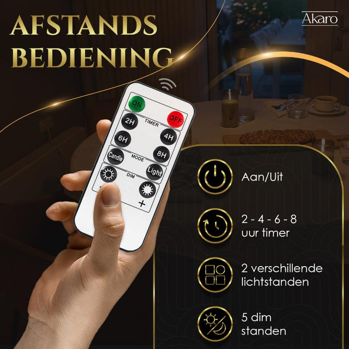 Set van 3 oplaadbare led kaarsen met grijs glas met afstandsbediening. Realistisch door dimmen en flikkeren en bewegende vlam. 