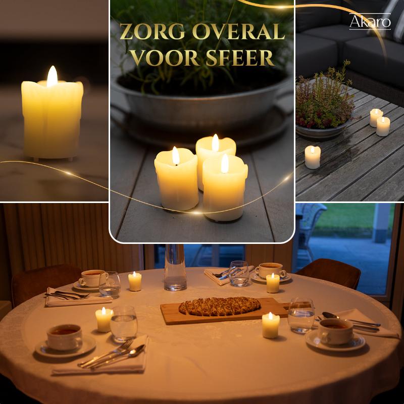 Set van 6 oplaadbare led kaarsen klein. Luxe led kaarsen voor thuis, sfeervol. 